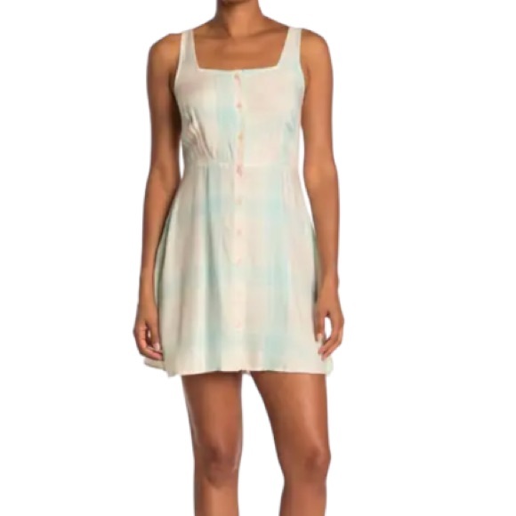 Abound Women’s Light Pastels Plaid Check Print Tank Sleeveless Sundress - Picture 1 of 10